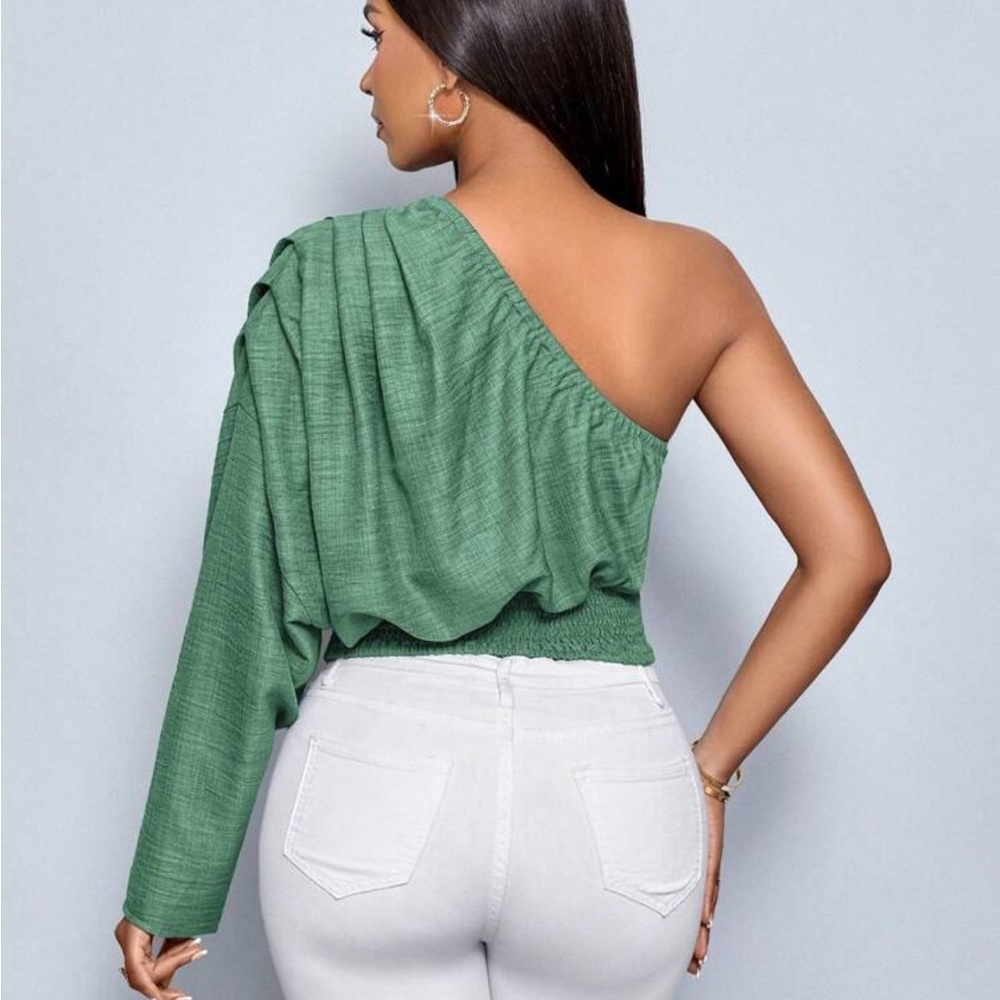 Green One-Shoulder Top - Picture 2 of 3